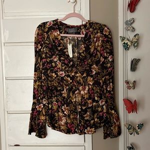 *sold* - NWT Anthropologie Deep-V Floral Tunic Blouse